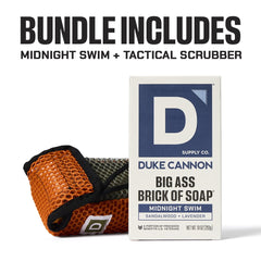 Duke Cannon Midnight Swim Bar Soap & Tactical Scrubber Bundle Pack