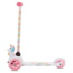 Sakar Unicorn Ride-N-Glide Buddies 3D Toddler Scooter, 3 Wheel Scooter for Kids Ages 3+, White