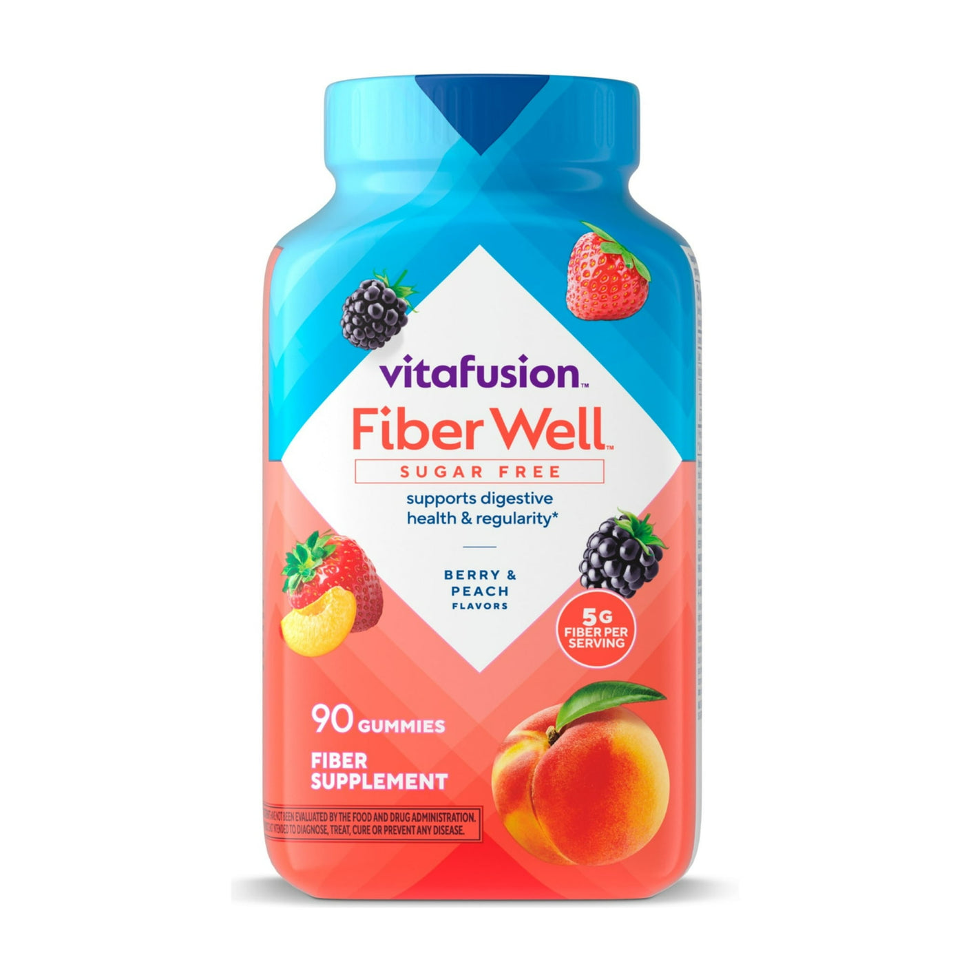 vitafusion Fiber Well Sugar Free Fiber Supplement Gummies, Fruit Flavored, 90 Count